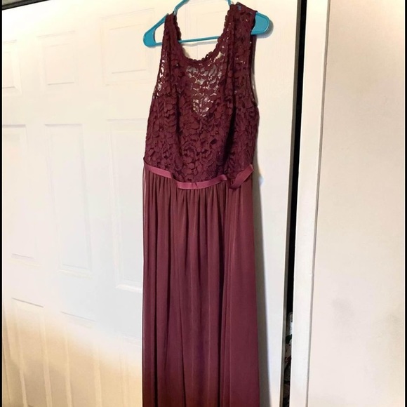 David’s Bridal bridesmaid dress color Wine. Size 20. Fits like 16. - Picture 2 of 3